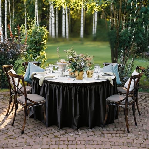 Jupe de table en plastique noir pour table rectangulaire d'anniversaire - 8
