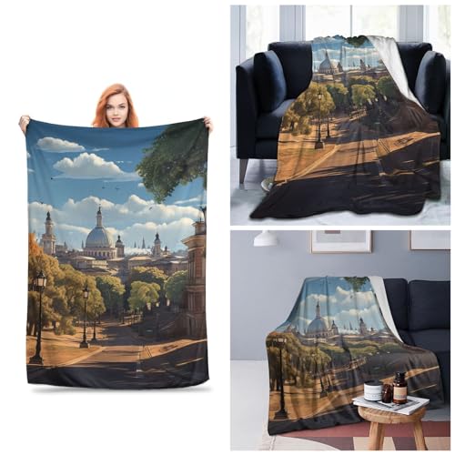 Couverture en micro polaire ultra douce Park, plaid de lit haute densité