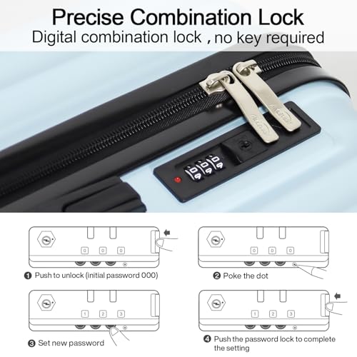 Image of 3-Piece Hardside Luggage Set, ABS+PC Spinner Suitcase with Anti-Burst Zipper & Built-in Lock, 20 /24 /28 Inch (blue)