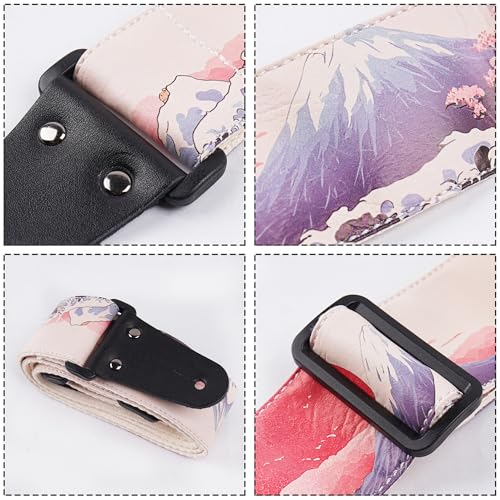 Image of Adjustable Guitar Strap Includes 2 Strap Locks & 2 Matching Picks & 1 Picks Holder & 1 leather Strap Button.