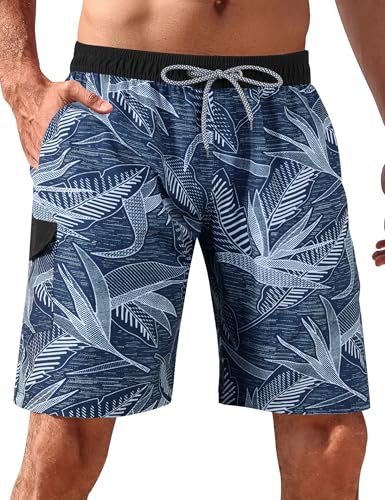 Image of BOJIN Mens Swim Trunks 9 inch Quick Dry Stretch Swim Shorts Mesh Lining Bathing Suits Swimwear Beach Shorts with Pockets