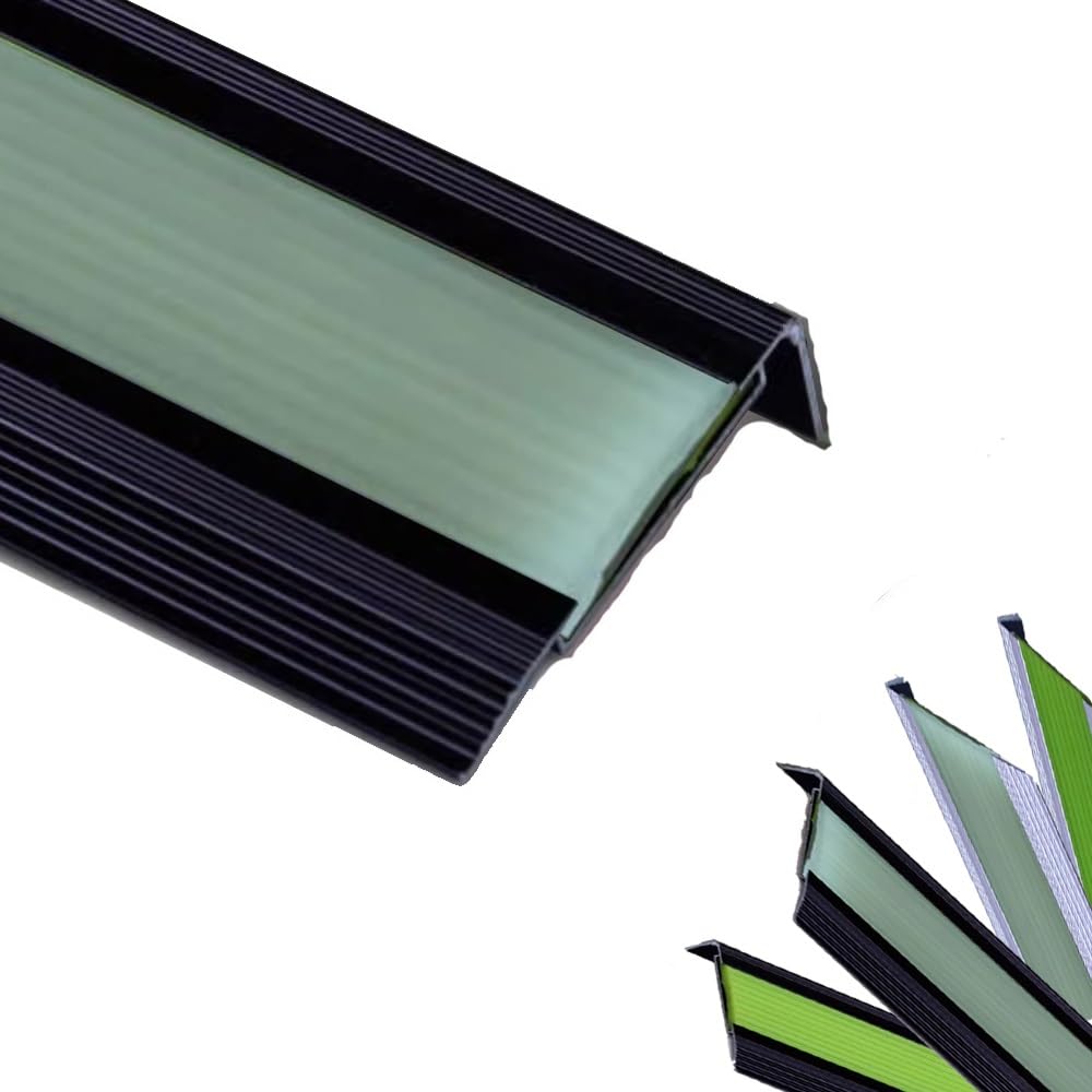 Lshtshf-Ou Black 2 Stair Anti-Slip Nosing Stairs Nose Molding With Glow Strip L-Shaped Edge Protector In The Dark(,120Cm L)