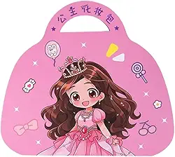 Kit Infantil Maleta de Maquiagem Princesa, 6 Cores, Pincéis e Acessórios Decorativos, Rosa