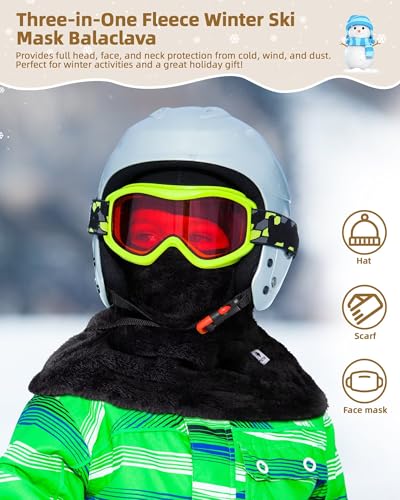 Kids Ski Mask Balaclava for Boys Girls, 2 Size Fleece Winter Face Mask Hat for Kids Toddler, Warm Balaclava Hood Neck Scarf4