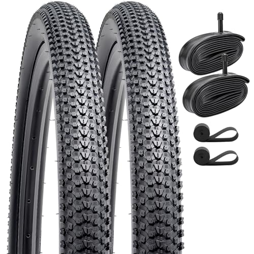 YunSCM 2本セット,27.5 2.10 タイヤ,27.5x2.10 52-584 自転車タイヤ + チューブ 米式バルブ32mm +リムテープ + タイヤレバ,適用 27.5 インチ 2.10 クロスバイク、マウンテンバイク,Y-038