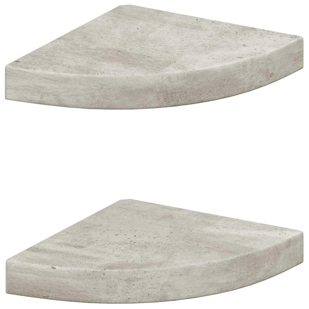Set 2 Mensole Angolari Sospese da Muro, Grigio Cemento 25x25 cm