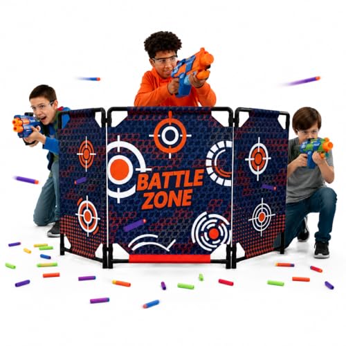 SINCOLINE Portable Tactical Barrier & Foldable Battlefield Obstacles 59x34 Combat Battle Zone Fort Bunker Compatible with Laser Tag Foam Blaster Birthday Activities Party Supplies