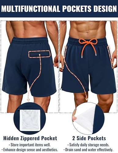 Mens Swim Trunks with Compression Liner Mens Bathing Suit 7 Inch Inseam Quick Drying Men's Board Shorts Men's Swimwear2