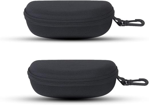 GLAMORSTYL Zipper Cases Pouch for Eyewear Sunglasses Spectacles for Men and Women (Black, Free Size) Combo of 2