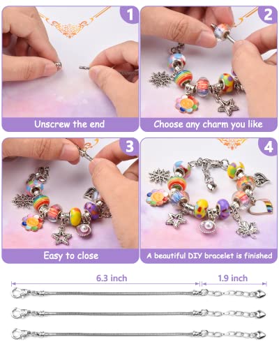 Anicco Charm Bracelet Making Kit With Beads, Pendant Charms, Bracelets, And Necklace For Diy Craft Gifts For Teen Girls Age 8-12, With A Unicorn Gift Box And Storage Bag #TOP4