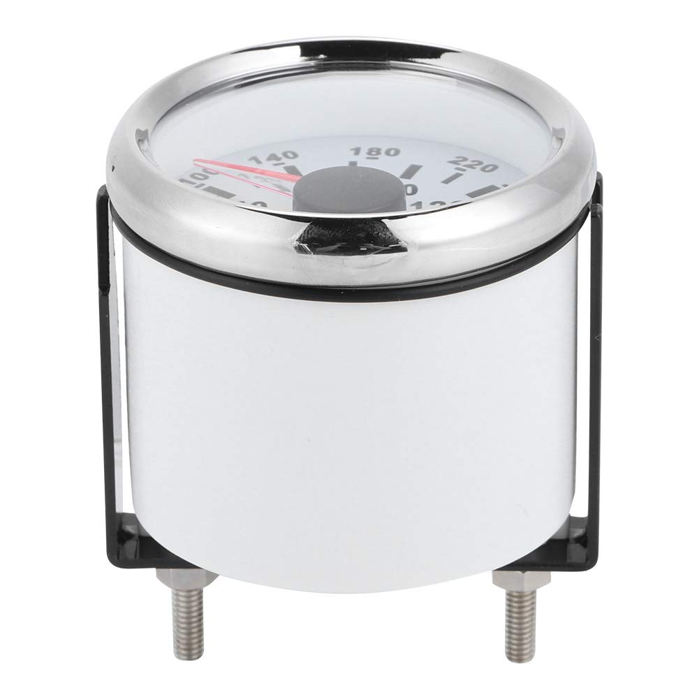 Jauge de température d'eau 52mm/2in moteur marin Chrome jauge de température d'eau 40-120 ℃ compteur de température pour bateau RV(Blanc et argent)