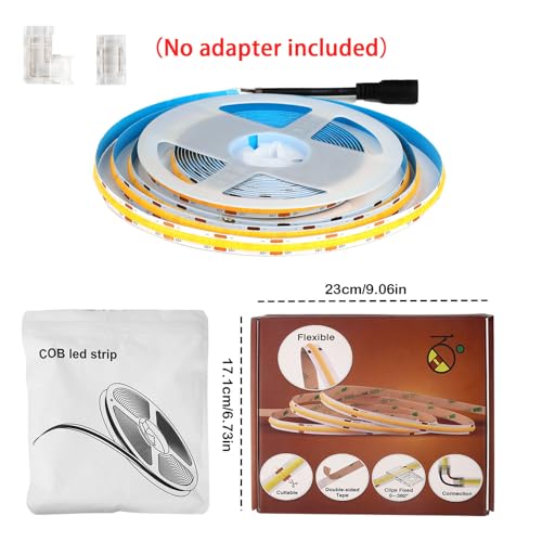 Tira de luces COB LED 10M 24V Blanco natural 4000K flexible miniatura 5