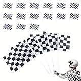 Gadpiparty 12stücke Handwiegende Rennflaggen in Schwarz-weiß Mit Kunststoffstange Für Rennpartys Und Events Leicht Und Tragbar Aus Strapazierfähigem Polyester