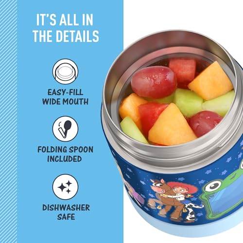 Image of THERMOS FUNTAINER Food Jar with Spoon, 10oz, Toy Story 5 | Kid-Friendly Stainless Steel Insulated Food Container, Keeps Food Hot or Cold Longer for School & Play, BPA Free