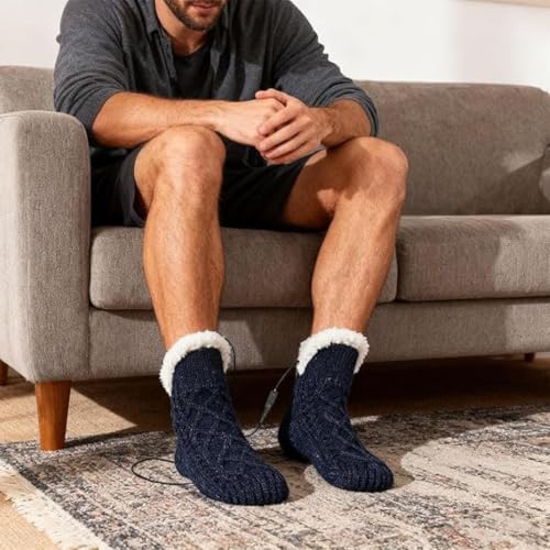 USB Heated Socks for Men & Women Indoor Foot Warmer Fast Heating 40°C Temp - image 4