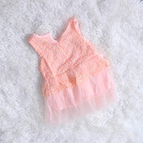 Vestido de tule sem mangas para bebês meninas tamanho 4 (rosa), rosa, L