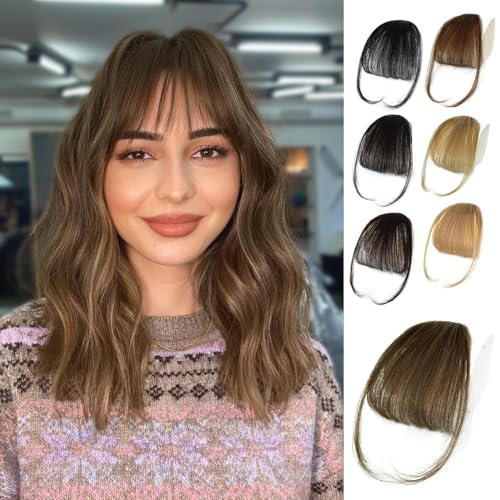 NAYOO Bangs Hair Clip - Light Brown Fake Bangs 100%
