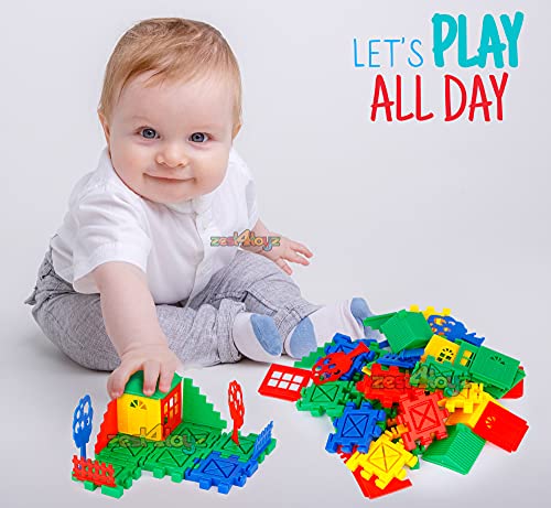 Image of Zest 4 Toyz Blocks Toy for Kids DIY Big Size Interlocking House Building Block with Trees & Window Set of 40 Pcs (Multi Color)