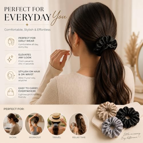 Image of Atrube's Silk satin scrunchy for women | Hairbands for women, girls pack of 3 Standard size