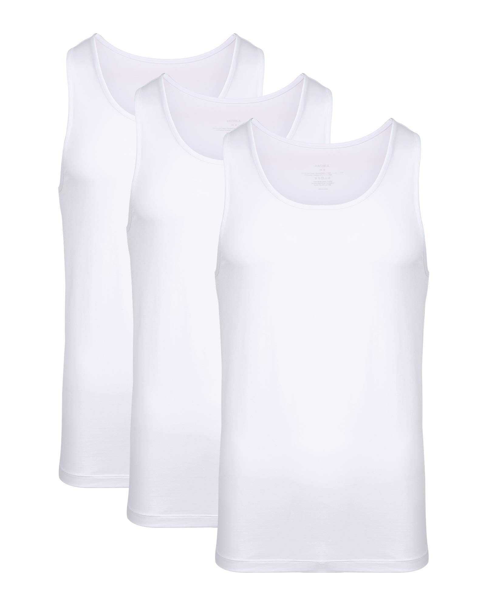 NACHILA Herren Tank Top 3er Pack Weiche Bambus Rayon Tagless Unterhemden - Weiß - X-Groß