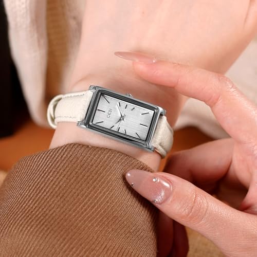 Image of Quartz Watch for Women, Lady Stylish Square Dress Watch with Leather Strap and Sapphire Crown