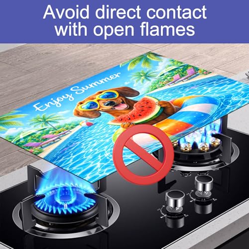 Image of HOMETITUTE Summer Stove Top Cover 28x20 Dachshund Pool Heat Resistant Protector
