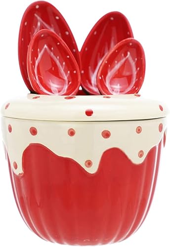 Miniatura 8 de Sizikato 4 cucharas medidoras de porcelana con base bonita forma de cactus