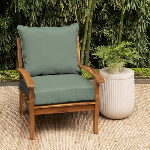 Image of Arden earthFIBER Outdoor Deep Seat Cushion Set, 24 x 24, Rain-Proof, Fade Resistant, Deep Seat Bottom and Back Cushion for Chair, Sofa Sage Green Texture