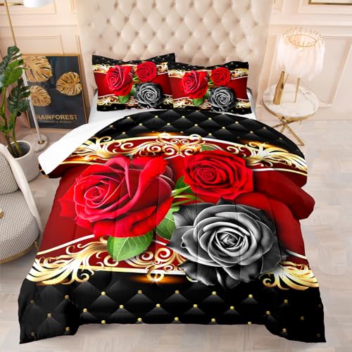 Edredon Cama 150 Rosa Gris Estampado Bedding Edredón Nórdico 203X228 Cm, Edredón De Fibra 200Gr/M²,Transpirable Colcha De Microfibra para Todas Las Estaciones