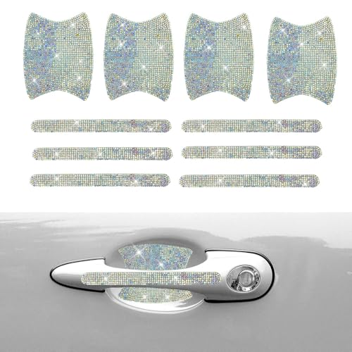 Image of 10PCS Car Door Handle Protective Cover,Bling Handle Protector,Car Door Handle Anti Scratch Sticker,Crystals Have A Reflective Effect, Making Vehicles Dazzling (Colourful)
