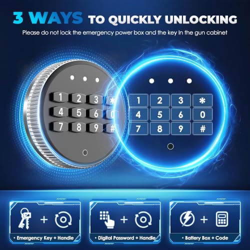 Image of INTERGREAT 12-15 Gun Safe, Large Gun Safe for Rifles and Pistols, Quick Access Rifle Safe with 3 Removable Gun Racks and 4 Pistol Pockets, Digital Gun Cabinet with Dual Alarm and Sleep Mode