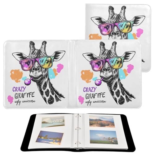 Álbum de fotos grande JIPONI Crazy Giraffee, álbum de recortes con cubierta de cuero para fotos de 4x6, 5x7 y 6x8 pulgadas, libro de recuerdos autoadhesivo para bodas, bebés y familia miniatura 2