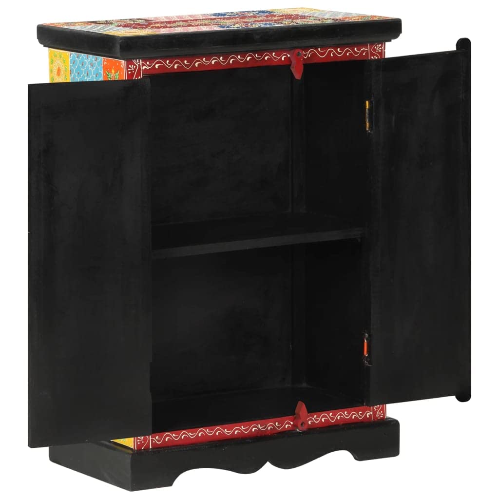 Gecheer Aparador, vintage, pintado a mano con puertas, 53 x 30 x 75 cm, madera maciza mango R117