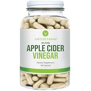Antler Farms – 100% Pure Apple Cider Vinegar with Mother, 180 Capsules, 500mg – A Powerful Ally for Gut and Heart Health, Appetite Control, and Weight Management – Vegan, Gluten-Free & Non-GMO