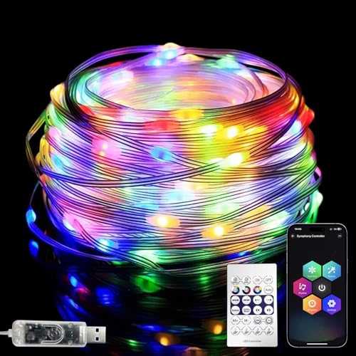 Artrastar Guirlande lumineuse LED extérieur 10M 100 LED RGB intérieur, tube lumineux extérieur...