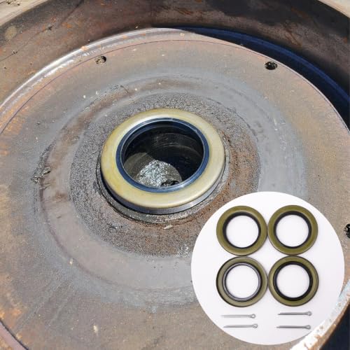 Image of 4 Pack Wheel Grease Seal 2.25 inch x 3.376 inch for 5200-7000 lb Trailer Axles | Replaces 010-036-00 /22333TB, fits D42 spindle, E-Z Lube axles, steel and rubber, includes 4 cotter pins, double lip seals