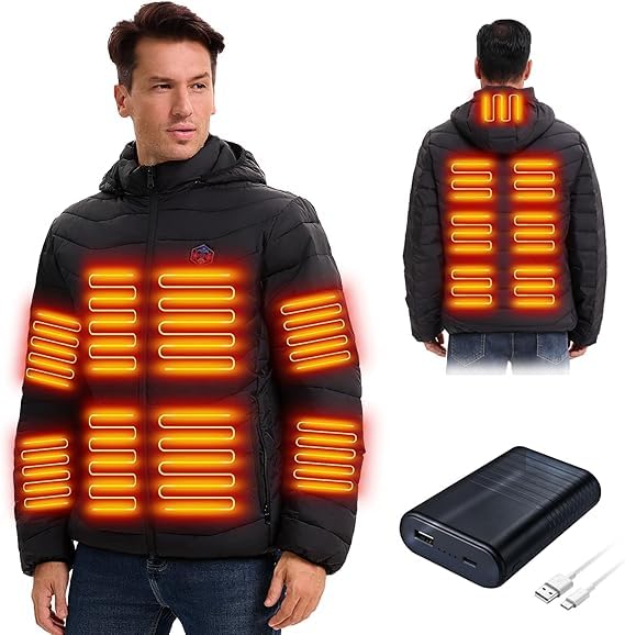 SANNKA Heizjacke Beheizte Jacke mit Akku 16000mAh 15 Heizzonen Beheizbare Weste Heated Jacke Elektrischer Heizjacke Damen Herren für Wandern Skifahren Camping(L)