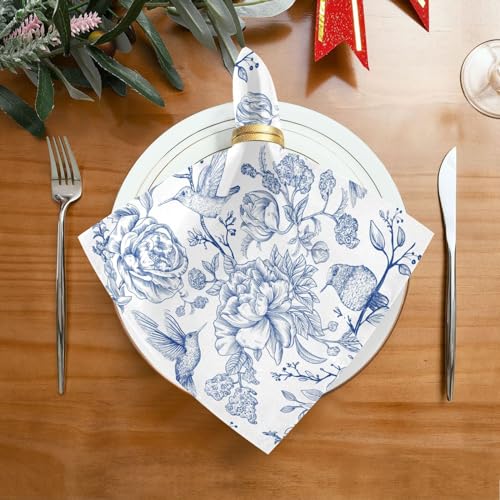 Set de 6 Servilletas de Tela Azul Floral 20x20 pulgadas miniatura 3