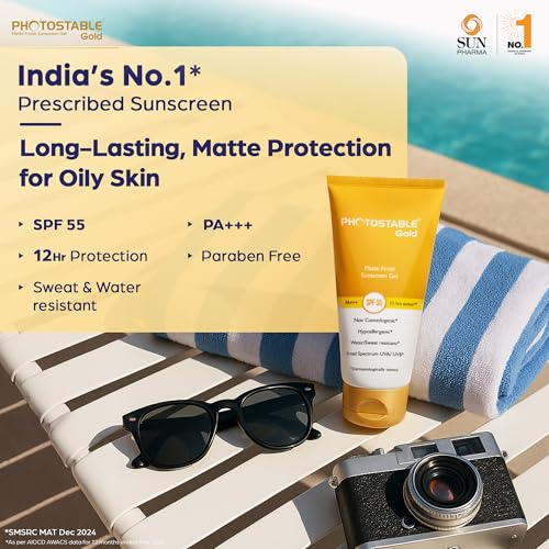 PHOTOSTABLE All Skin Sun Pharma Gold Sunscreen, SPF 55+ & PA+++, 12-Hour UV Protection, Dermatologist-Tested Sunscreen, Lightweight Formula, 50g - Image 2