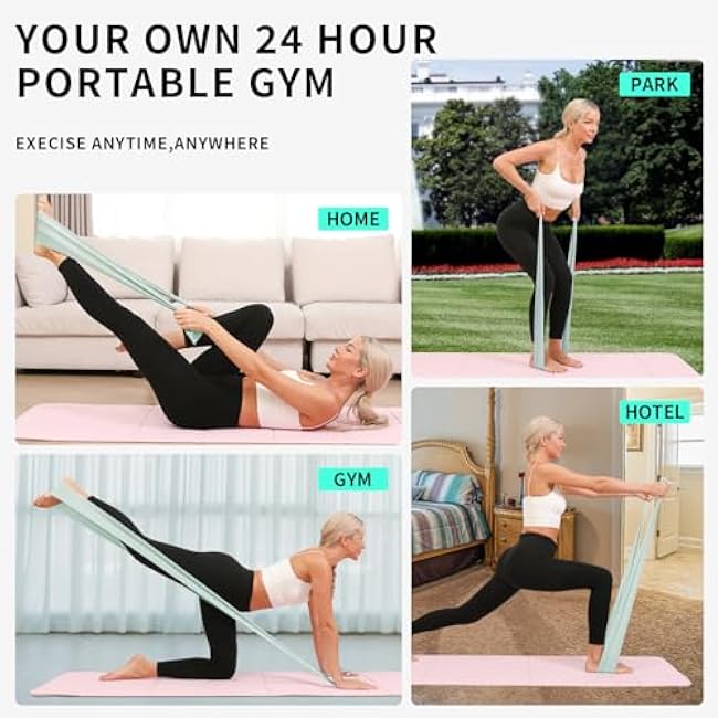 Resistance Band Set, Two Resistance Levels, Stretch Bands for Working Out Women or Men, Strength Training, Home Fitness, Toning, Stretching, Yoga, Pilates
