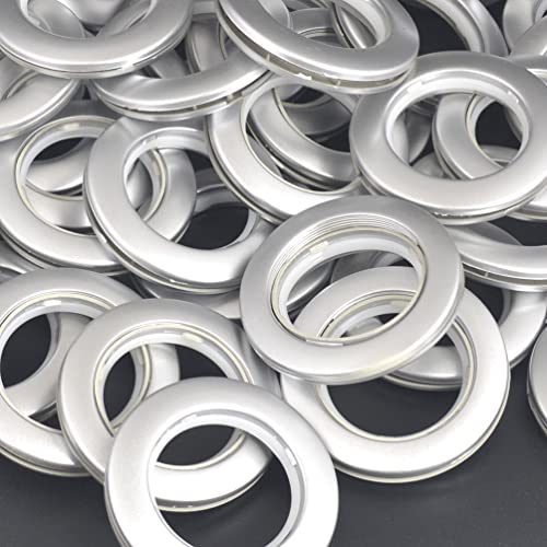 32 Pack Curtain Grommet Plastic Eyelet Rings Inner Diameter 1-9/16"(40Mm) Curtain Eyelet Rings Nanoscale Kit Matte Curtain Rod Large Grommet Kit For Fabric (Silver) #TOP5