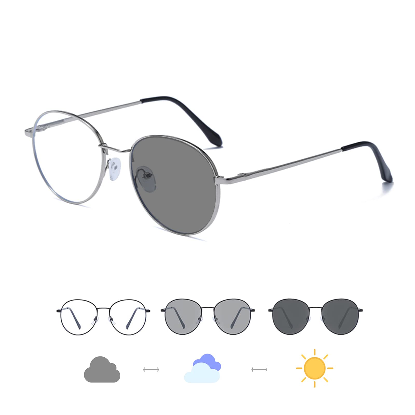 LJCZKA Photochromic Blue Light Blocking Glasses for Women Men Round Computer Glasses Anti Fatigue Eyestrain Headache - Image 2