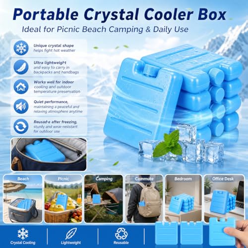 Image of Housoutil 100ml Reusable Ice Packs for Lunch Box, 8PCS Freezer Ice Blocks, Cooler Freezer Blocks Pack for Lunch Boxes, Camping, Picnics, Beach, Fishing, Outdoor Sports, Air Conditioner Coolers