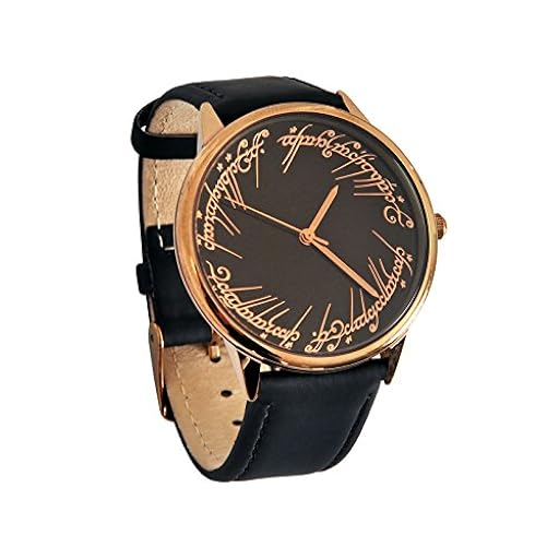 Elbenwald Lord of The Rings Wallwatch con una inscripción de elbian de un Anillo con Pulsera de Cuero Real para Hombres de Oro Negro | Ya disponible en tu tienda friki favorita! En mundofriki.es!