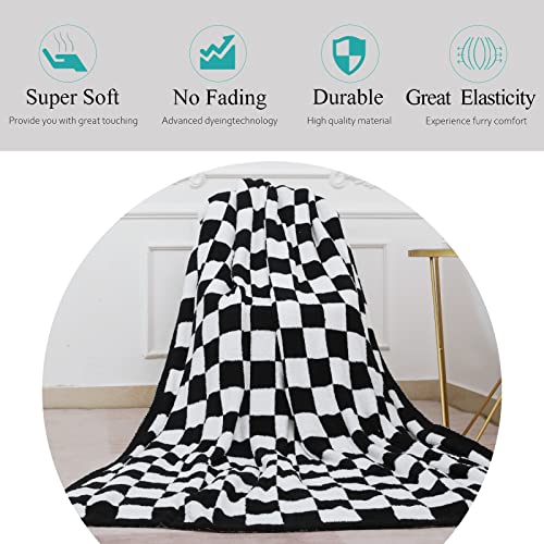 Gcqc Checkered Throw Blanket, Knitted Checkerboard Grid Gingham Warmer Comfort Shaggy Soft Cozy Fuzzy Bed Best Gift Blanket With Box For Home Chair Sofa Couch Camping Travel #TOP2