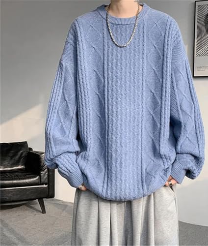 Men's Crew Neck Loose Knit Pullover Sweater Solid Color Comfortable Everyday Wear3