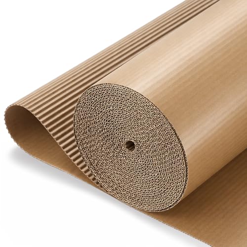 Image of MotiMind Corrugated Cardboard Roll, 24 x 400 Inch Single Face Cushioned