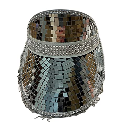 Sombrero de bola de discoteca con espejo ultra intermitente para festivales de música, con espejo brillante, sombreros a juego para mujeres y hombres