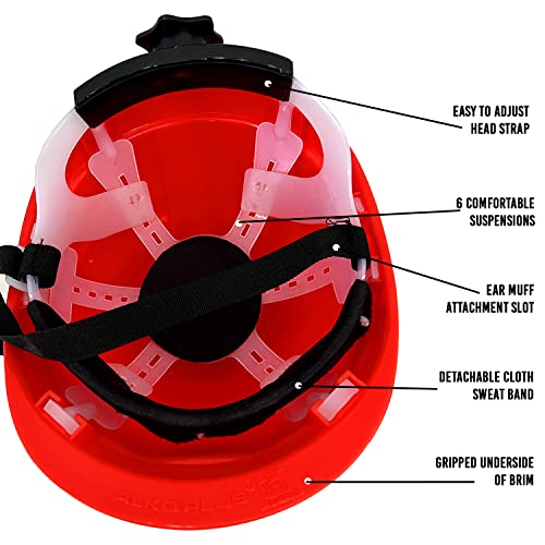 Image of LADWA Red Heavy Duty Director Safety Helmet, ISI Marked Protective Hard Hat for Construction, Industrial and Workplace Safety Applications (Pack of 5)