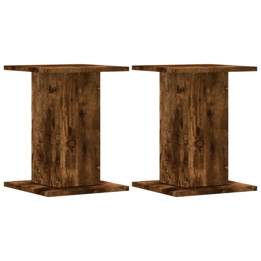 Lot de 2 Support d'enceinte, Support de Haut-Parleur Pieds d'enceinte Supports pour Enceinte 2 pcs chêne fumé Bois d'ingénierie